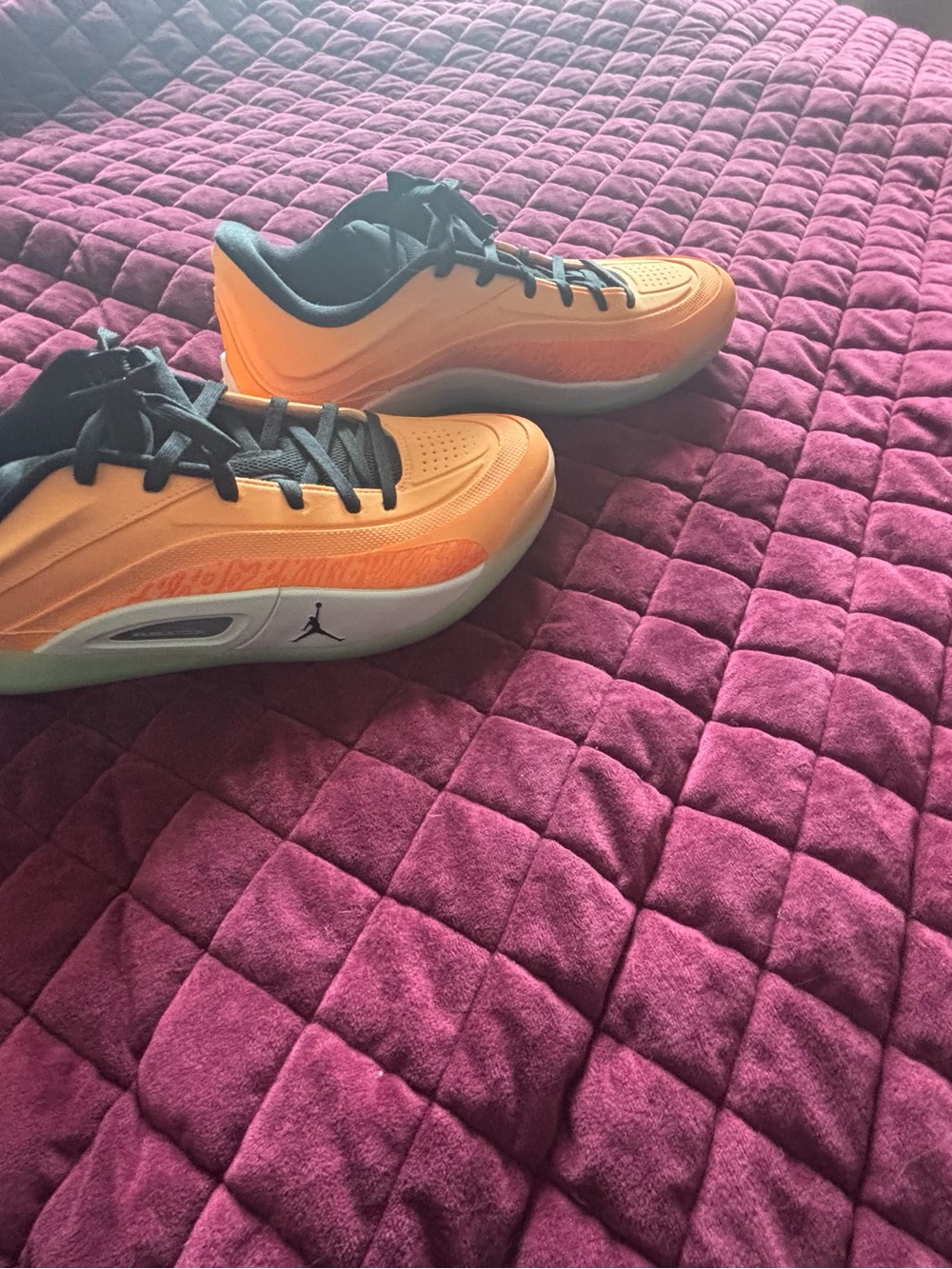 Jordan Men's Orange and Navy Low-Top Sneakers - Picture 3 of 5